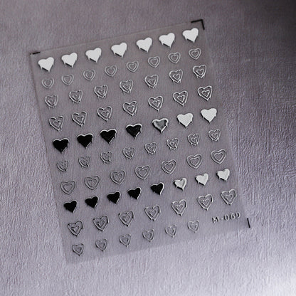 Gold & Silver Hollow Heart Nail Art Stickers (453)