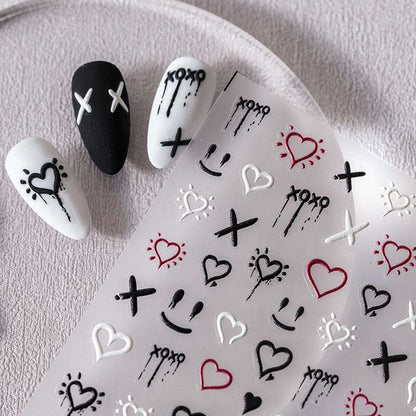 graffiti heart nail stickers