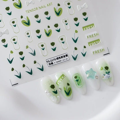 Green Tulip Nail Stickers