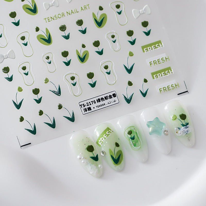 Green Tulip Nail Stickers