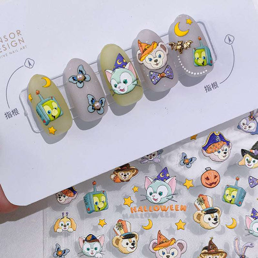 Halloween 5D Nail Stickers: Pumpkin Witches Sticker, Star, Cute Sticker (47)