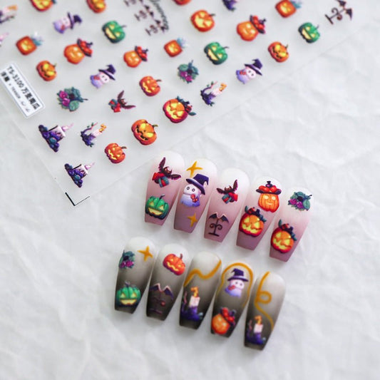 Halloween Pumpkin Nail Art Stickers (361) - TensorNailArt