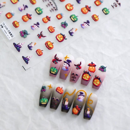 Halloween Pumpkin Nail Art Stickers (361) - TensorNailArt