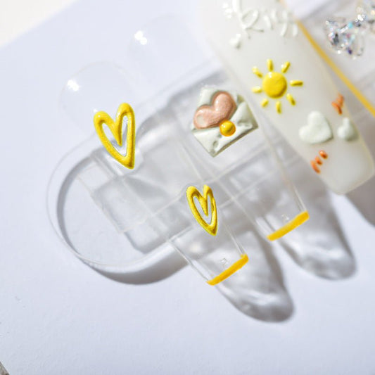 5D Yellow Heart Nail Stickers, Letters Nail Decal (42) - TensorNailArt