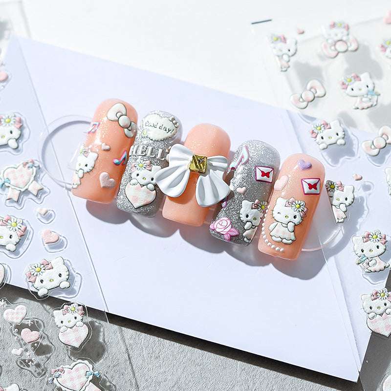 Cartoon Kitty Meow Nail Art Stickers 