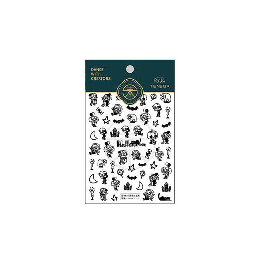 Hollow Black Halloween Nail Art Stickers (362) - TensorNailArt
