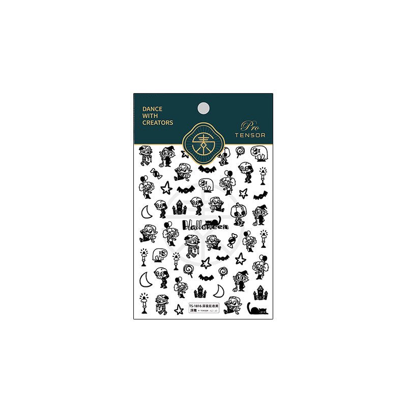 Hollow Black Halloween Nail Art Stickers (362) - TensorNailArt