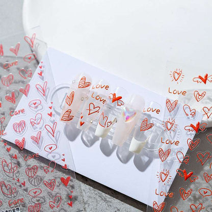 Hollow Red Heart Nail Stickers