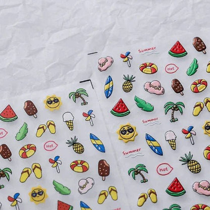 Ice Cream & Sunglasses Nail Stickers