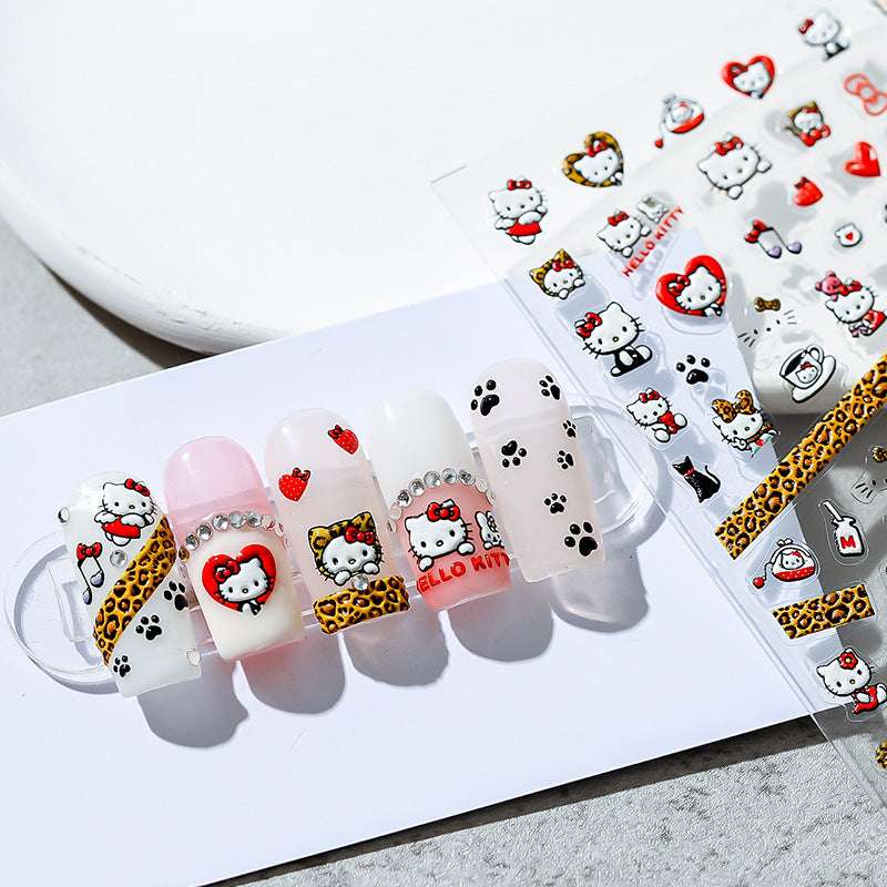 5D Leopard Hello kitty Nail Sticker