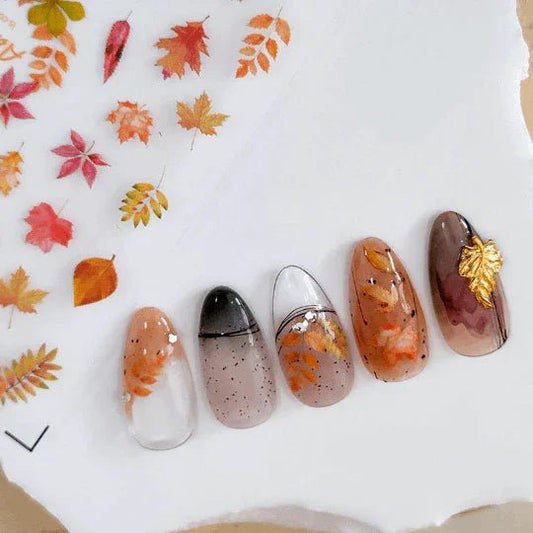Maple Leaf Nail Stickers, Leaves Nail Decals, Nail Stickers, Nail Decal Art, DIY Nail (186) - TensorNailArt