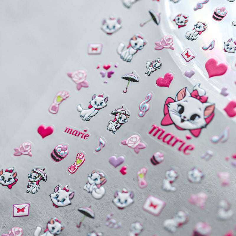 5D White Cat Nail Stickers, DIY Nail Art Decals, Embossed (19) - TensorNailArt