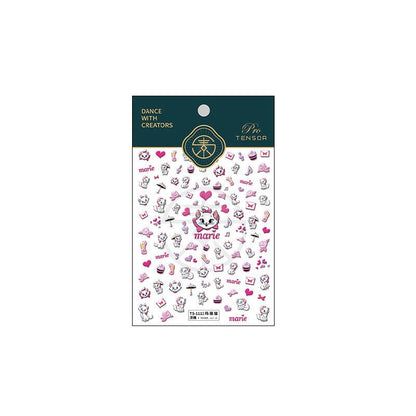5D White Cat Nail Stickers, DIY Nail Art Decals, Embossed (19) - TensorNailArt