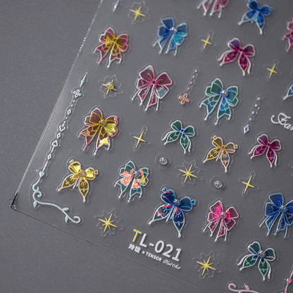 Multi-Color Bow Nail Art