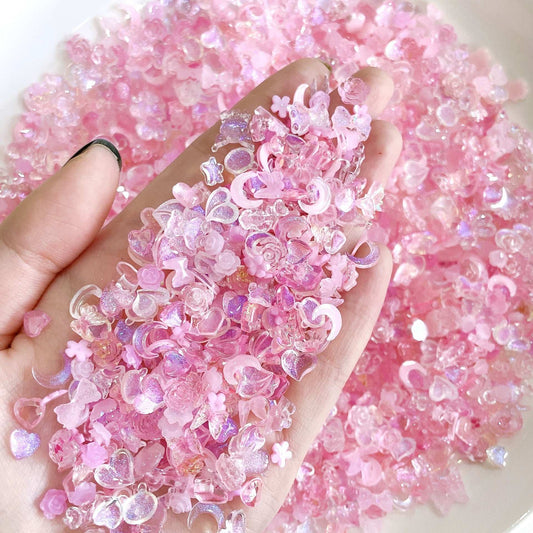 Pink Assorted Mix 3d Nail Charms, Aurora Bow & Mermaid Tail Nail Art Accessories - TensorNailArt