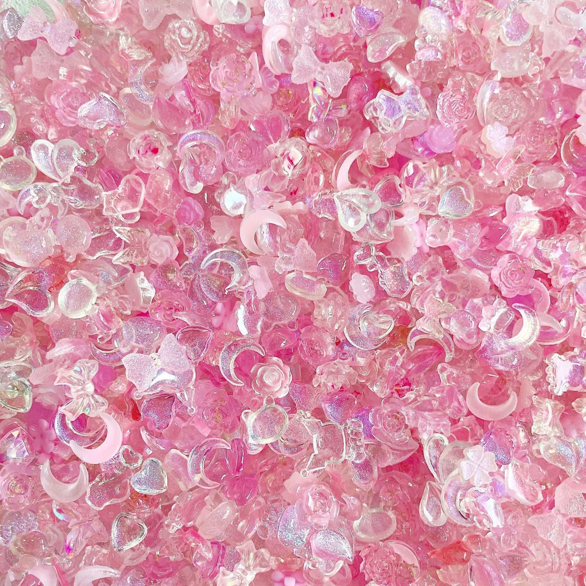 Pink Assorted Mix 3d Nail Charms, Aurora Bow & Mermaid Tail Nail Art Accessories - TensorNailArt