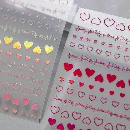 Pink and red heart nail stickers