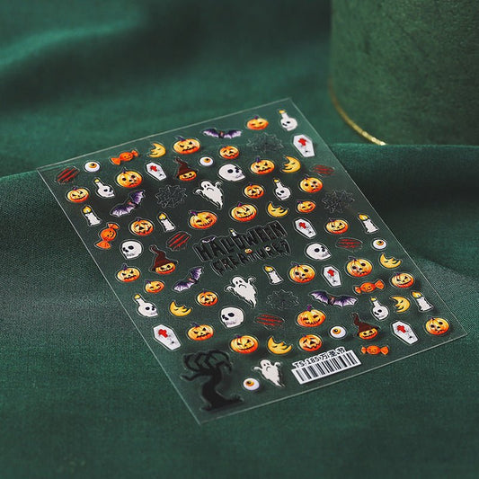 Pumpkin & Ghost Nail Art Stickers, Halloween Nail Sticker Decals(364) - TensorNailArt