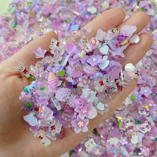 Purple Cartoon Mix Resin Nail Charms, Resin Charms for Acrylic Nail Decoration DIY Crafts - TensorNailArt