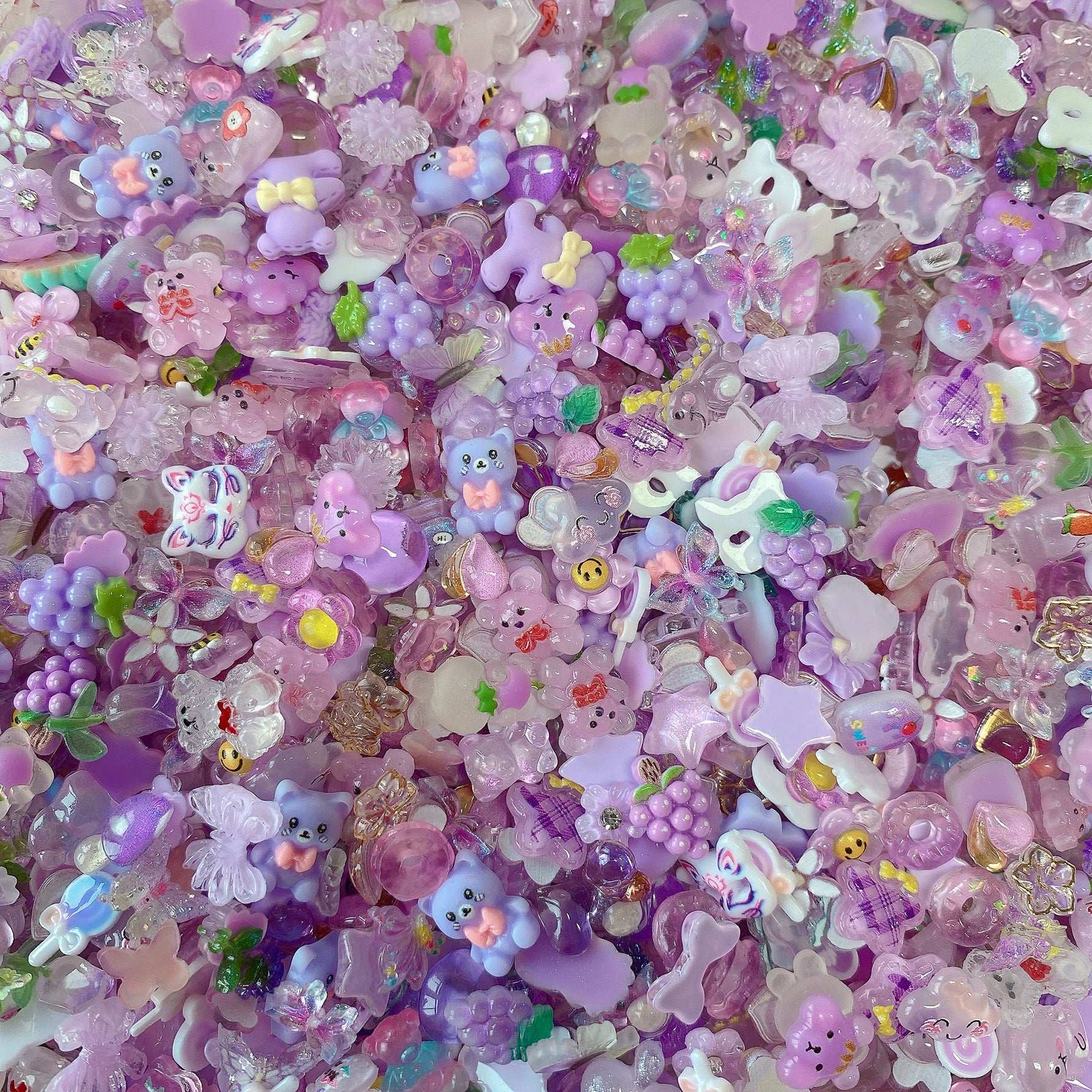 Purple Cartoon Mix Resin Nail Charms, Resin Charms for Acrylic Nail Decoration DIY Crafts - TensorNailArt
