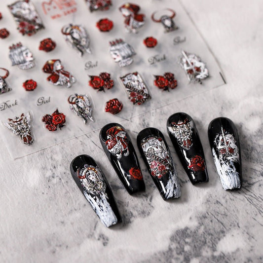 Rose Dark Girl Nail Art Stickers (387) - TensorNailArt