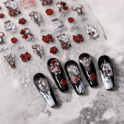 Rose Dark Girl Nail Art Stickers (387) - TensorNailArt