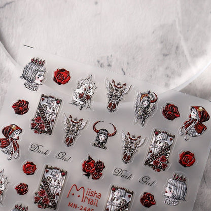 Rose Dark Girl Nail Art Stickers (387) - TensorNailArt