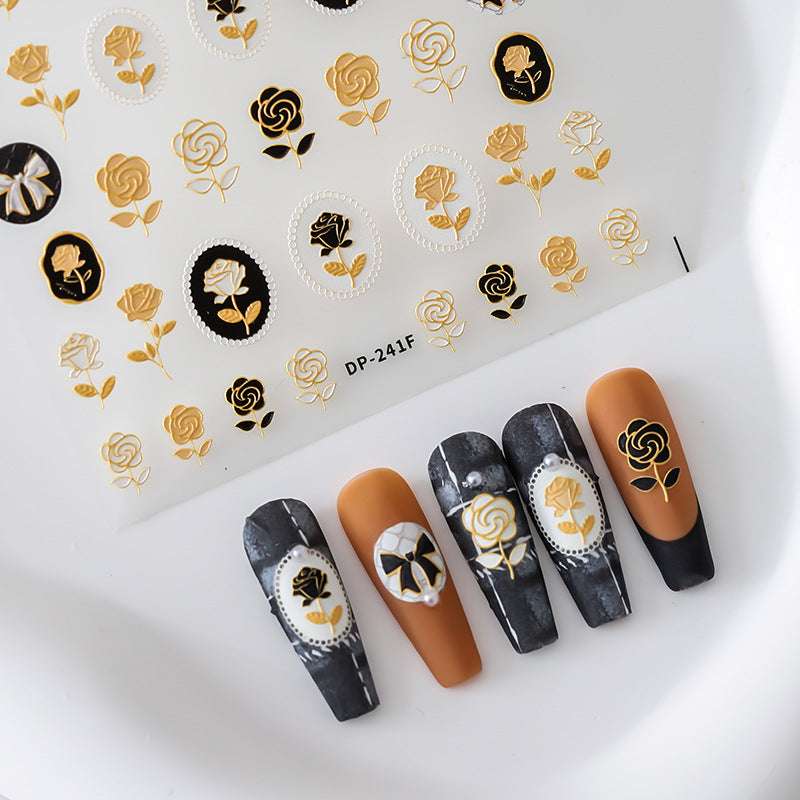 5D Gold Rose Nail Stickers