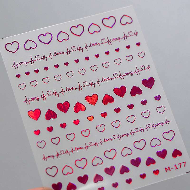 Shimmering heart nail art