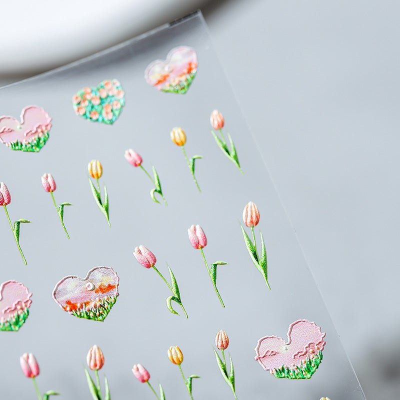 Spring Flower Heart Nail Art