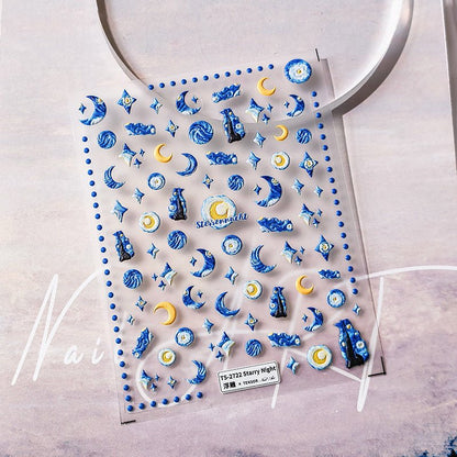 Starry Night Nail Art Stickers (349) - TensorNailArt