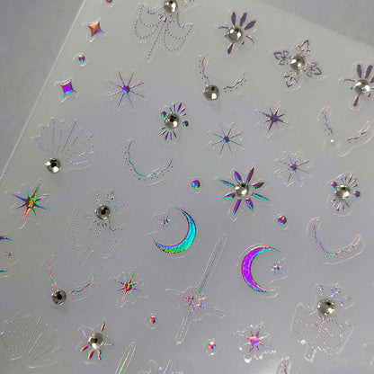 Stars & Moon Stickers with Rhinestones