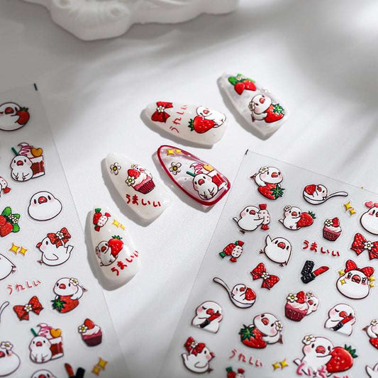 3D Strawberry Nail Stickers