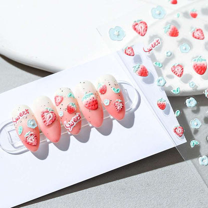Strawberry & Flower Nail Stickers