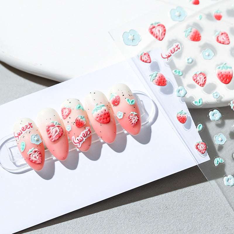 Strawberry & Flower Nail Stickers