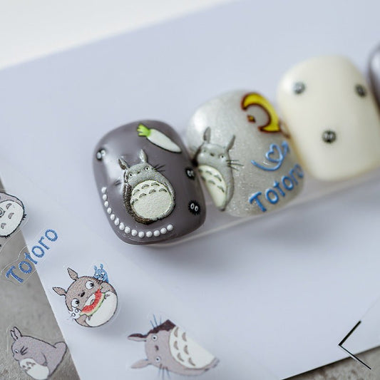 Cartoon Totoro Nail Stickers, Anime Nail Art Decals (05) - TensorNailArt