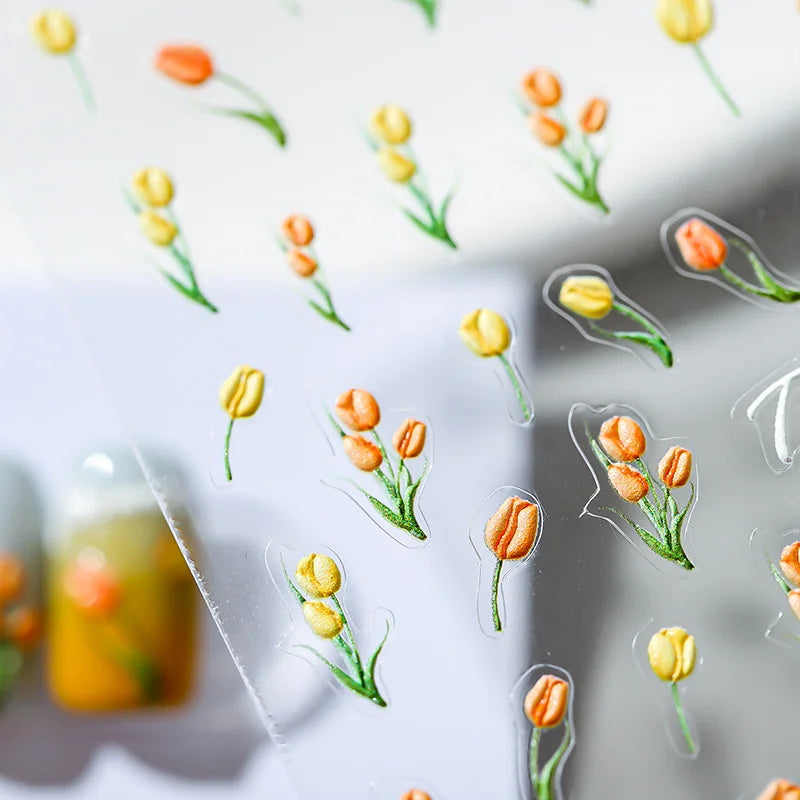 Orange Tulip Nail Decal Art 