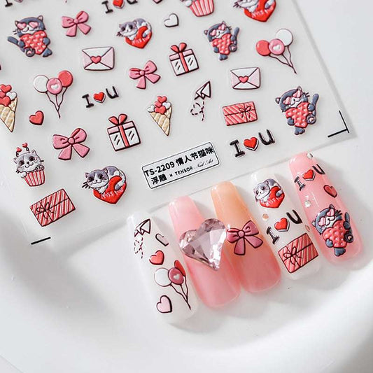 5D Valentine Cat Nail Stickers