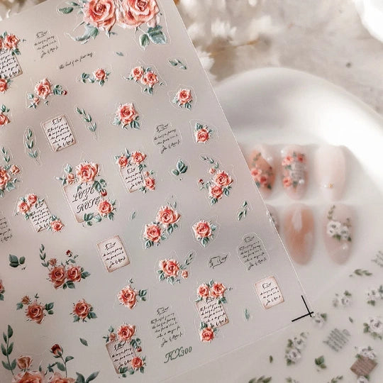 Vintage Floral Nail Decals