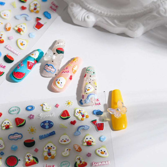 5D Watermelons Duck Nails Stickers, Cute Cartoon Duck Nail Decal (55) - TensorNailArt
