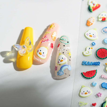 5D Watermelons Duck Nails Stickers, Cute Cartoon Duck Nail Decal (55) - TensorNailArt