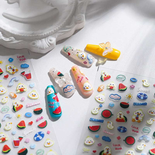 5D Watermelons Duck Nails Stickers, Cute Cartoon Duck Nail Decal (55) - TensorNailArt