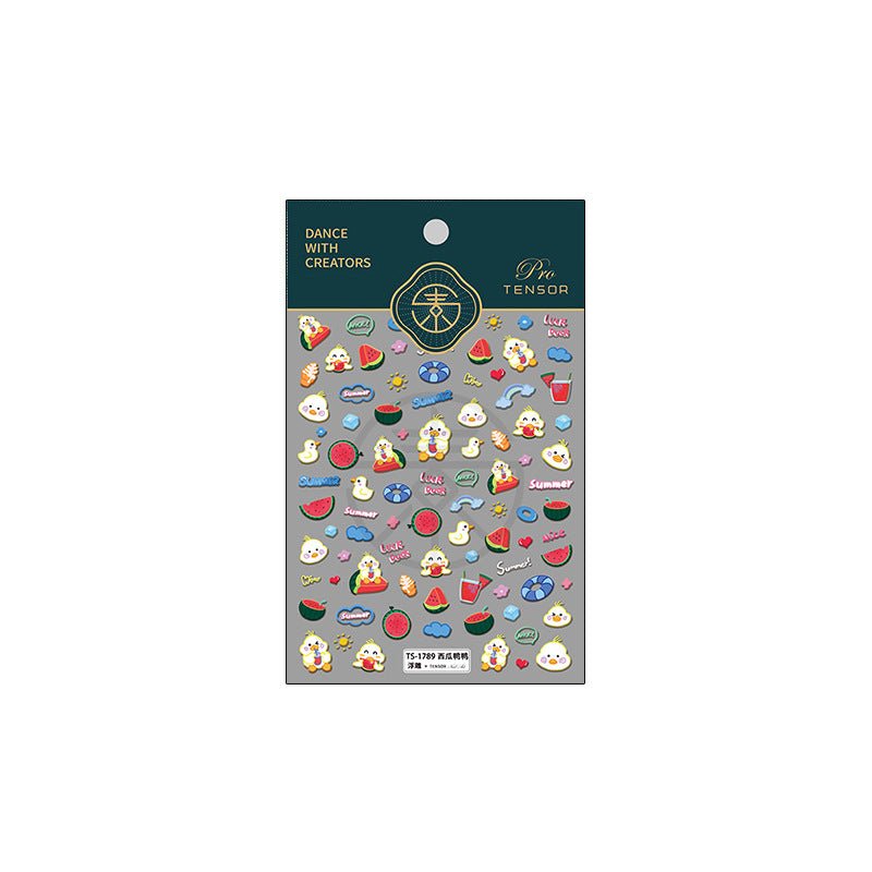 5D Watermelons Duck Nails Stickers, Cute Cartoon Duck Nail Decal (55) - TensorNailArt