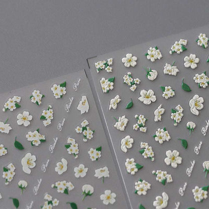 White Pear Blossom Nail Stickers