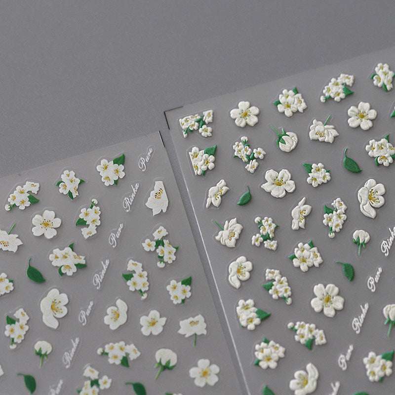 White Pear Blossom Nail Stickers