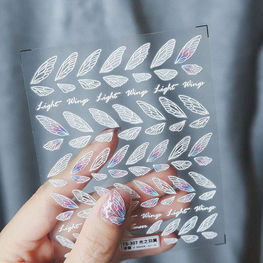 5D Wing Nail Art Decals, Light Wings Nails Stickers (56) - TensorNailArt