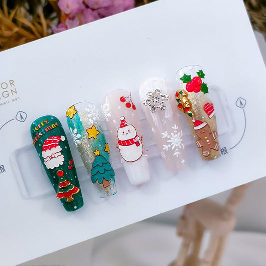 Winter Christmas Nail Art Stickers, Santa Claus, Gingerbread Man Nail Stickers (377) - TensorNailArt
