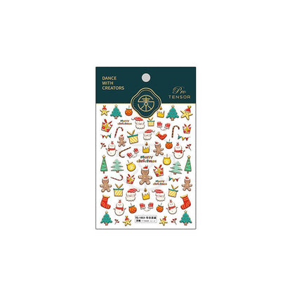 Winter Christmas Nail Art Stickers, Santa Claus, Gingerbread Man Nail Stickers (377) - TensorNailArt