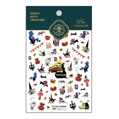 Witch and bat nail stickers