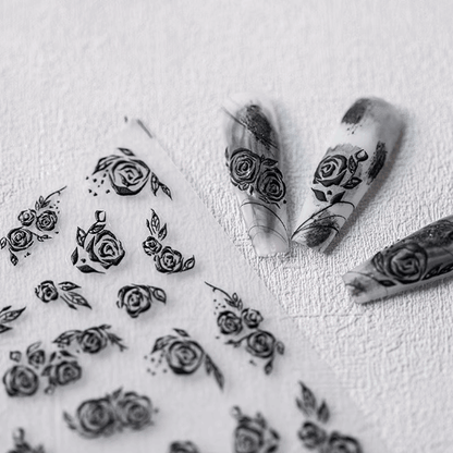 Dark Floral Nail Stickers